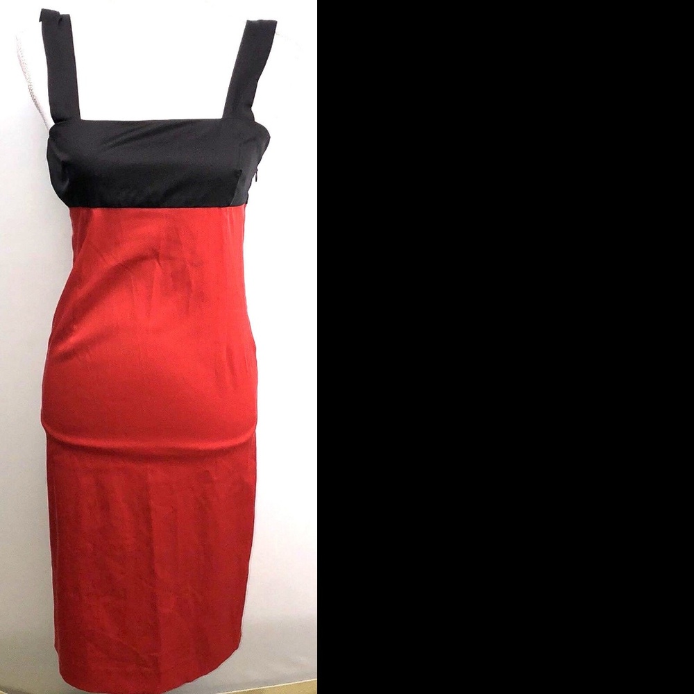 Zara Basic Red Black Sheath Dress SMALL Sleeveless